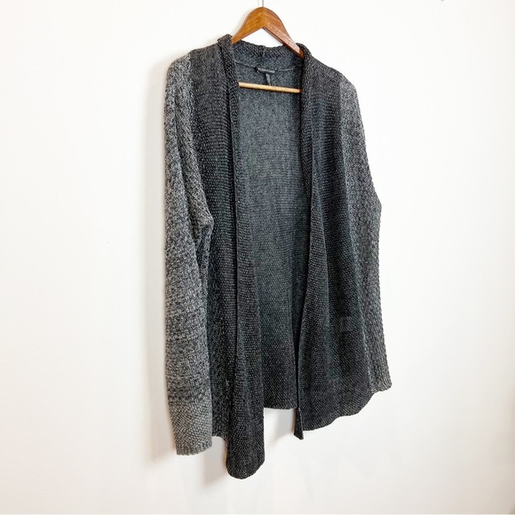 Eileen Fisher Linen Knit Cardigan Womens Small Two-Tone Gray Lagenlook Minimal - Picture 3 of 10